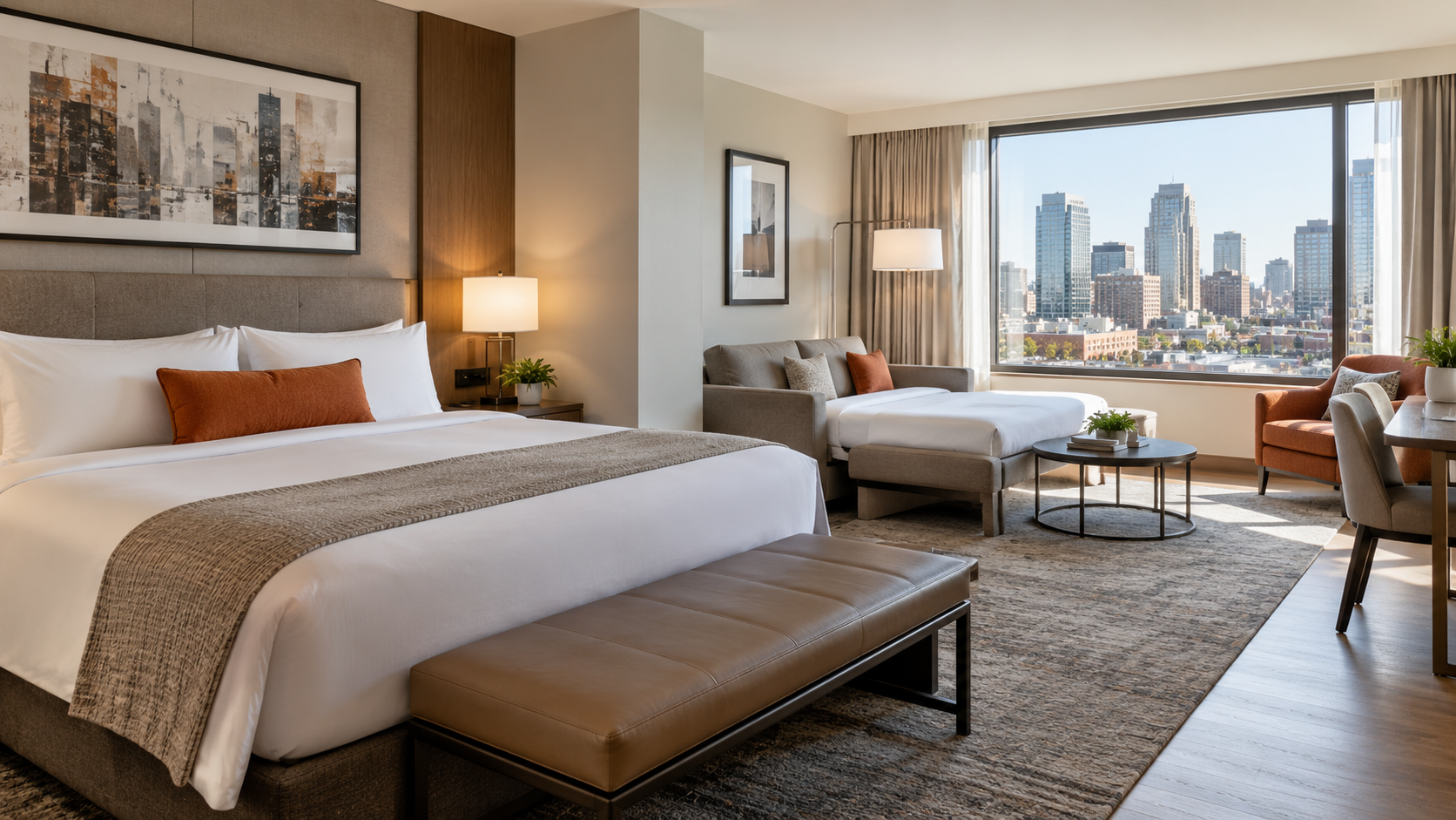 City hotel suite with separate living area
